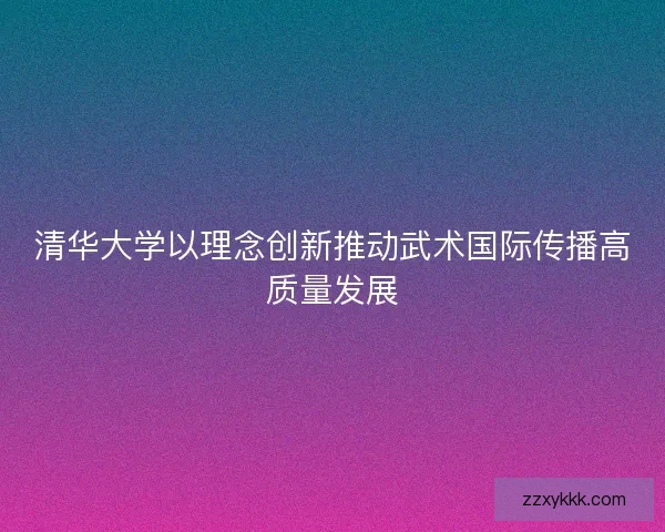 清华大学以理念创新推动武术国际传播高质量发展
